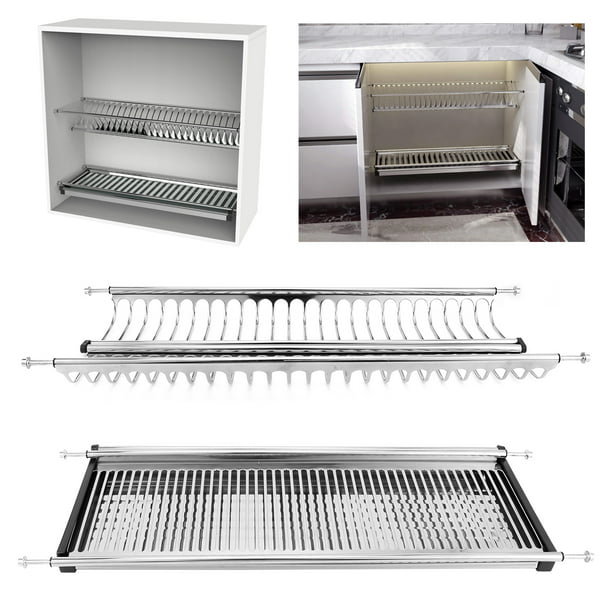 Stainless Steel Dish Drain Drying Rack Holder Double Layers Kitchen Organizer 
